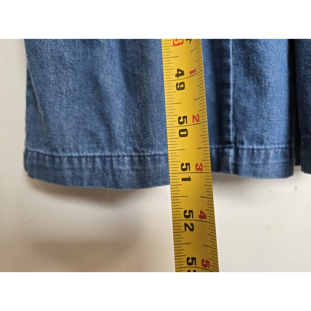 VTG Erika Dress Womens M Y2K 90s Denim Flower Blue Cottagecore Teacher Retro - Picture 6 of 7